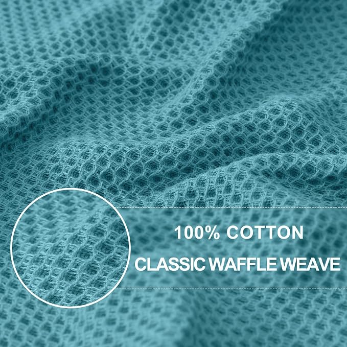 Homaxy 100% Cotton Waffle Weave Kitchen Dish Towels 8-Pack, Lake Blue | 13 x 28 Inches, Ultra Soft Absorbent Dish Towels, Quick Drying Cleaning Towels