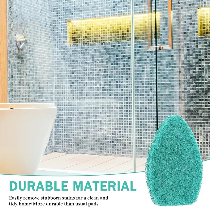 Baderke 4 Pcs Tub Tile Scrubber Cleaning Brush Pad (Without Handle), Green | for Shower Bathroom Buildup Toilet Wall Floor, Brush Non-scratch Scouring Pads, Kitchen Sponges for Cleaning Home