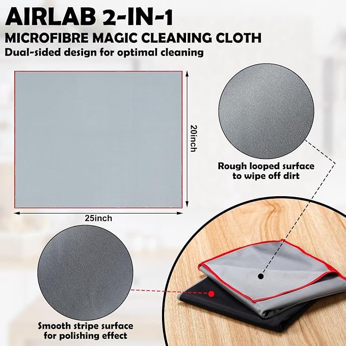VitalCozy 12 Pcs Polishing Cloths for Wine Glass, Black，Grey | Microfiber, 25 x 20 Inch, Lintless Performance, Towels Drying, Window, Stemware, Dishes, Glassware, Professional Finish