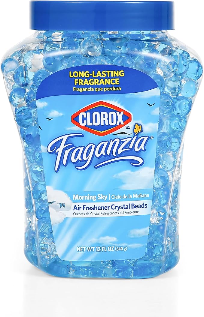 Clorox Fraganzia Crystal Beads Air Freshener, Morning Sky, 12 Fl Oz, 12-Pk | Gel bead formula, long-lasting scent, no spray or mess, home car and office use