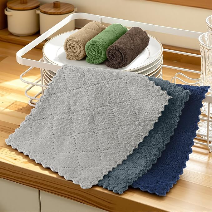 Homaxy Super Soft Coral Velvet Dish Cloths 18 Pack, 7" x 9" | Ultra-Absorbent Dishcloths, No Lint, Nonstick Oil, Fast Drying, Microfiber Cleaning Cloth