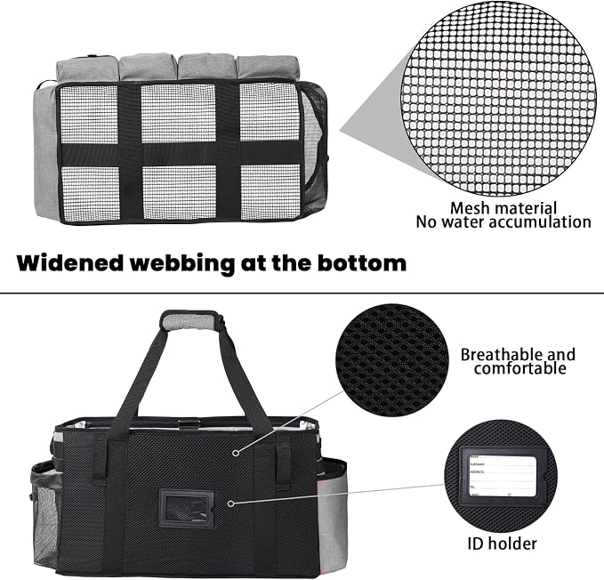 Extra large Cleaning Caddy Bag Built-in hard plastic Aluminum foil lining | Waterproof nylon, aluminum foil lining, quick-drain PVC mesh bottom, for housekeepers