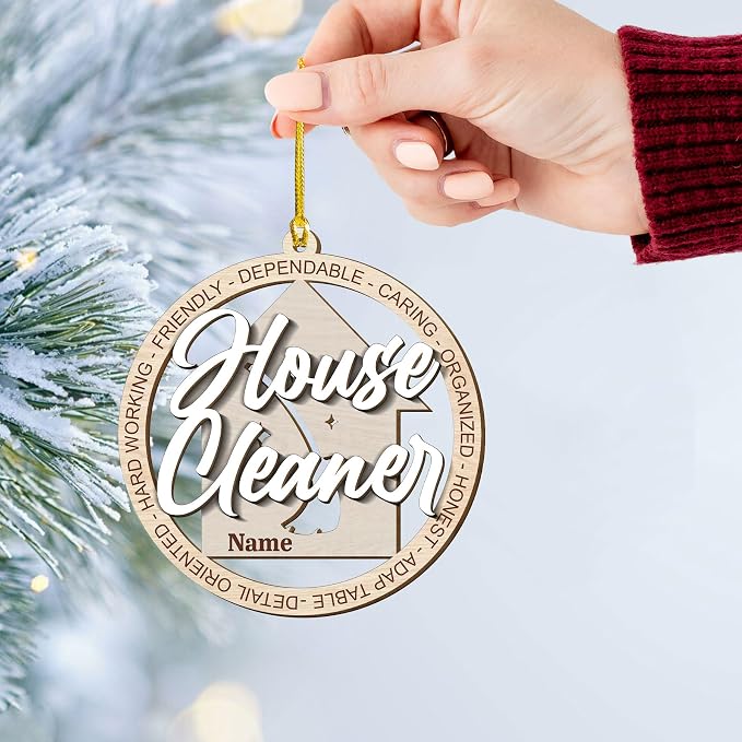 Personalized Cleaning Tools Ornament, Custom Housekeeping Christmas Tree Decoration, Holiday Keepsake Gift for Cleaners, Janitors, Pressure Washers, Housekeepers, Maids and Cleaning Lovers (Clean 3)