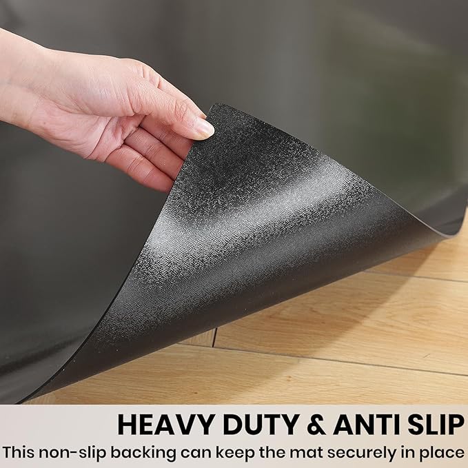 Black Office Chair Mat for Hardwood Floor, 48 x 96 in Desk Floor Protector | Heavy Duty Plastic Floor Mat, Smooth Rolling, Easy to Clean, Protects Wood & Tile Floors, Ideal for Computer & Gaming Chairs