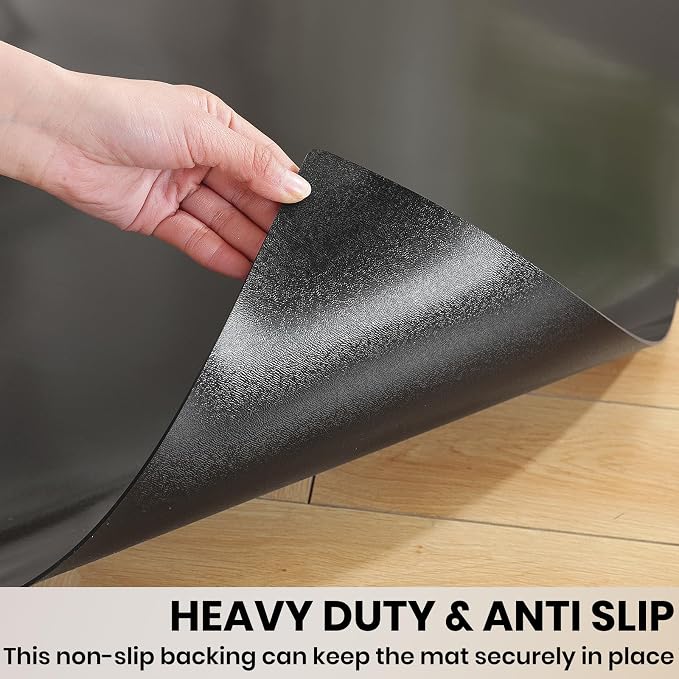 Black Office Chair Mat for Hardwood Floor, 48 x 60 in Desk Floor Protector | Heavy Duty Plastic Floor Mat, Smooth Rolling, Easy to Clean, Protects Wood & Tile Floors, Ideal for Computer & Gaming Chairs