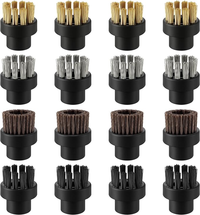 16 Pack Small Brushes Compatible with Dupray Steam Cleaner Accessories with Brushes, Steam Cleaner Attachments for Grout, Tile, Oven, BBQ (Assorted)