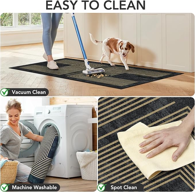 Office Chair Mat for Hardwood Floor&Tile Floor,36"X 48"-Geo Black | Heavy Duty Desk Chair Mat for Hard Floors,Under Desk Rug for Rolling Computer Chair,Anti Slip,Low Pile Carpet Floor