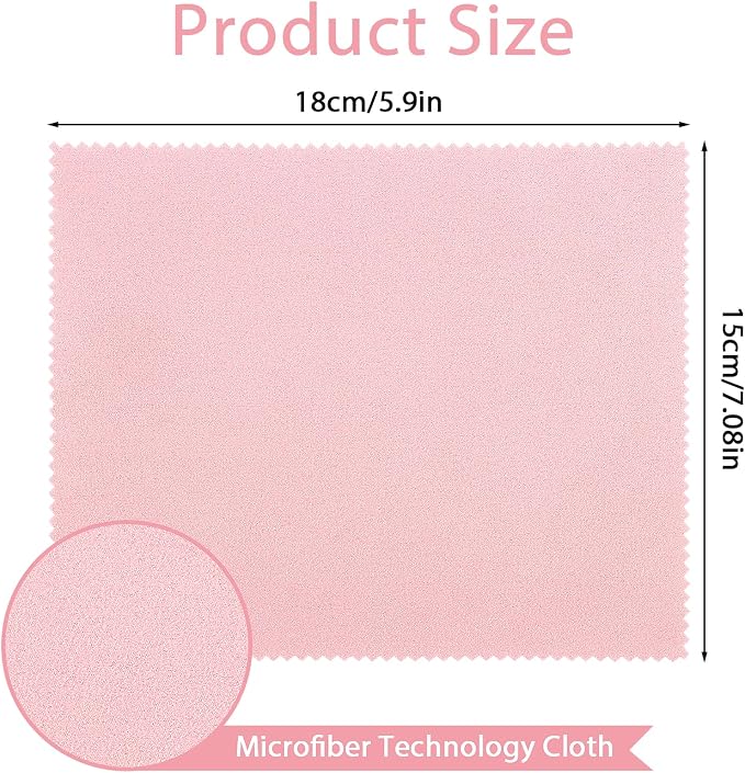 Andibro 10 Pcs Microfibre Glasses Cleaning Cloths, Soft Glasses Cleaner Cloth Lens Cleaning Cloth Reusable Eyeglasses Cleaning Tool for Camera Lens Cell Phone Screens Cleaner Accessories(Pink)