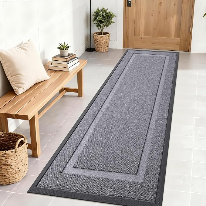 OLANLY Front Door Mat Outside 71x23, All-Season Heavy-Duty Rubber Doormat | Classic Gray, Absorbent, Stain and Fade Resistant, Non-Slip Backing, Low-Profile Indoor Outdoor Floor Mat for Entryway
