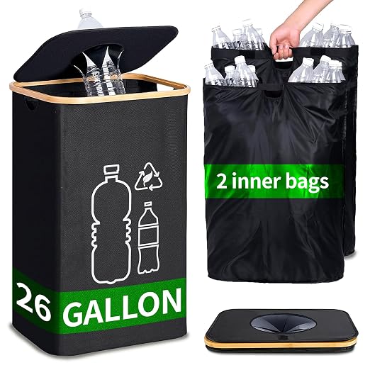 100L Large-Capacity Recycling Bin with Removable Bag | Ideal for Sorting and Storing Bottles and Glass Waste. Sturdy, Durable, and Perfect for Efficient Recycling Management.