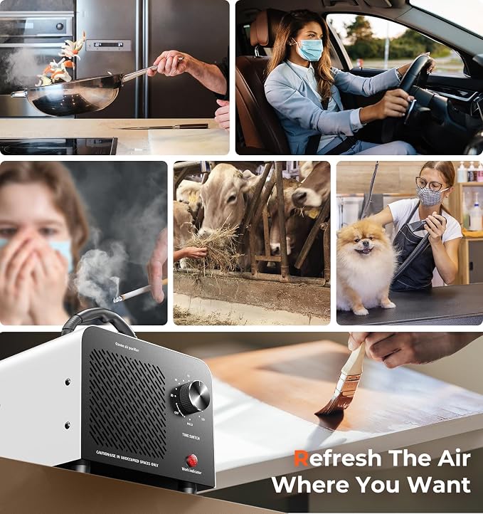 Hadlook Ozone Generator, 48,000mg/h High Capacity O3 Ozone Machine, White | Commercial Use for Large Space 4000 Sq. Ft, Portable Odor Eliminator for Car, Home, Basement, Smoke, Pets