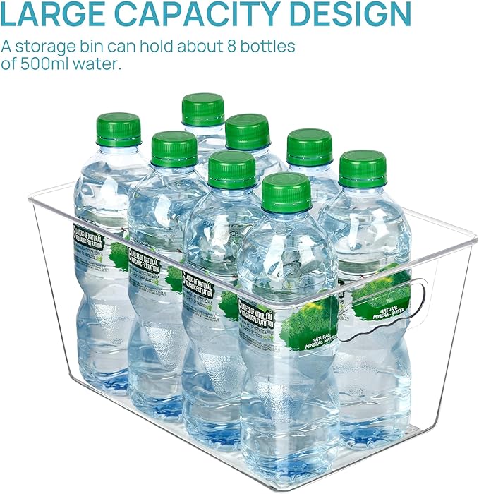 Vtopmart 12 Pack Clear Storage Bins, Pantry Storage Bins with Handle, Large
