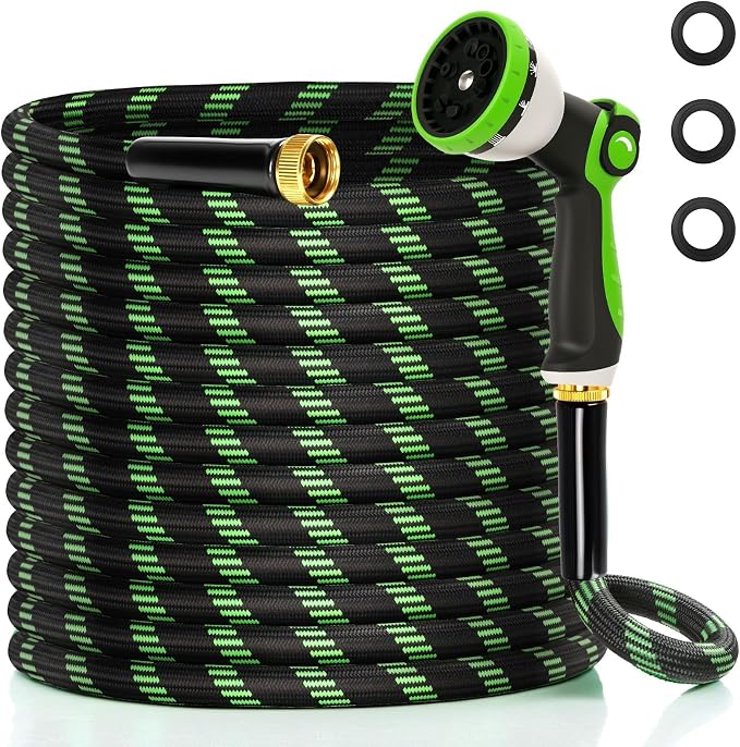 Garden Hose 75 ft Water Hose Flexible Non-Expandable Outdoor Heavy Duty Lightweight Leakproof Kink-free flex Watering Hose Pipe for 3/4 inch Fitting Yard Lawn Outside Car Wash