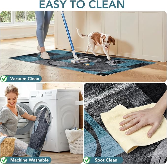 Office Chair Mat for Hardwood Floor&Tile Floor,36"X 48"-Geo Blue Gray | Heavy Duty Desk Chair Mat for Hard Floors,Under Desk Rug for Rolling Computer Chair,Anti Slip,Low Pile Carpet Floor