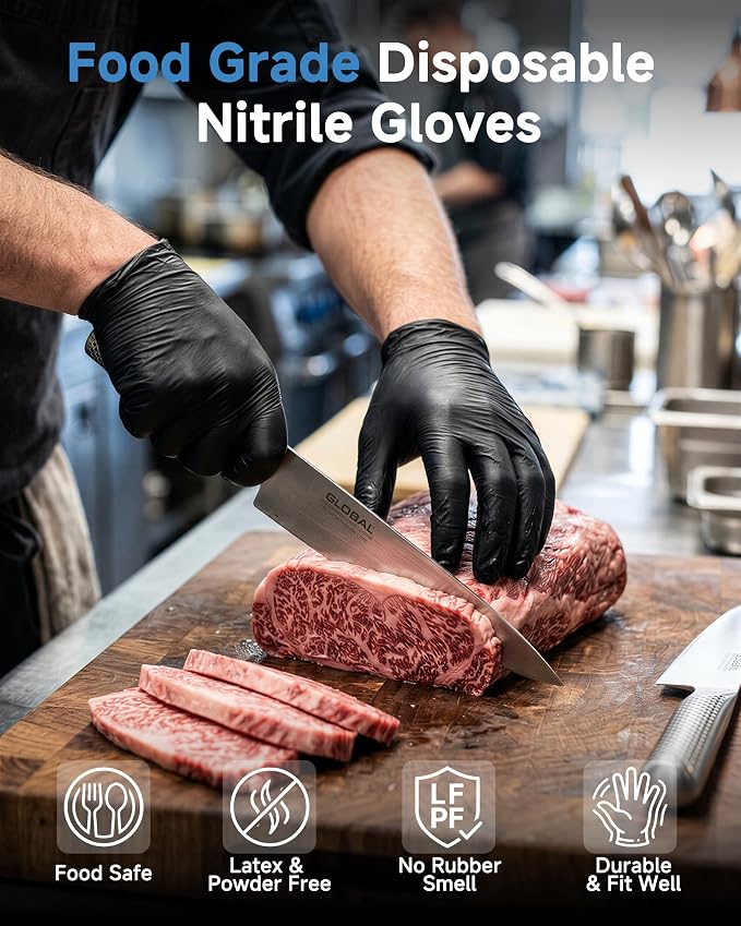 Individually Wrapped Nitrile Gloves Medium, 5 Mil 40 Pairs | Hygienic, Food Grade, Latex Free, Disposable Gloves for Food Prep, Hair Dye, Kitchen, Pet Care, First Aid Kits