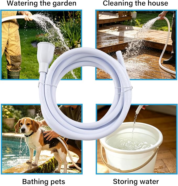 9.84FT/3M Sink Extension Hose,Sink Hose Adapter,Portable Water Transfer Accessories for Gardening, Watering, and Outdoor Cleaning with Adjustable Clamp