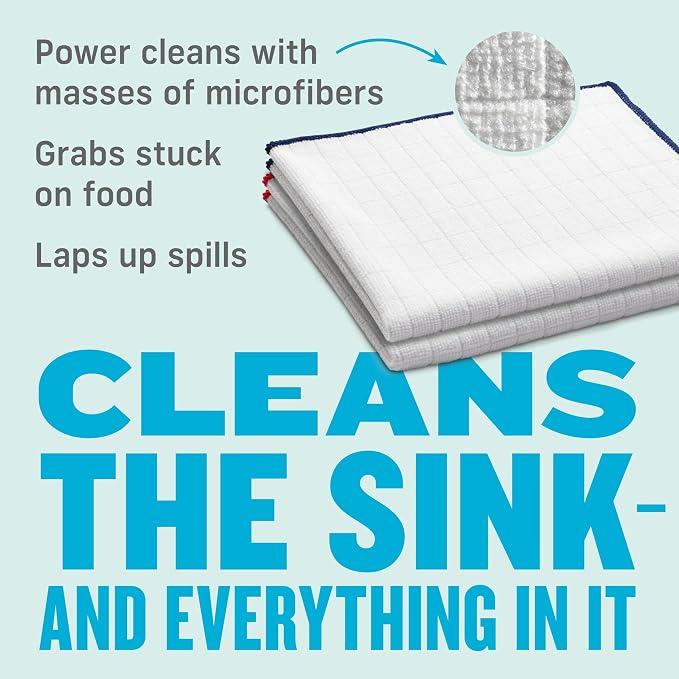 E-Cloth Reusable Paper Towels Microfiber Replacement Bundle – 4 General Purpose Cloths, 4 Glass & Polishing, 4 Wash & Wipe, Cleaning Pad, Kitchen Dynamo – Eco-Friendly, Streak-Free