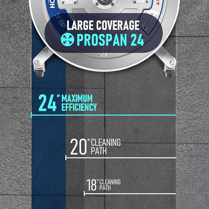 MEKOH 24'' Large Pressure Washer Surface Cleaner, 4500PSI Commercial Grade | Stainless Steel Power Washer Attachment for Driveway Patio Deck Concrete Cleaning, Dual-Handle & Wheels, 3/8'' Quick Connect