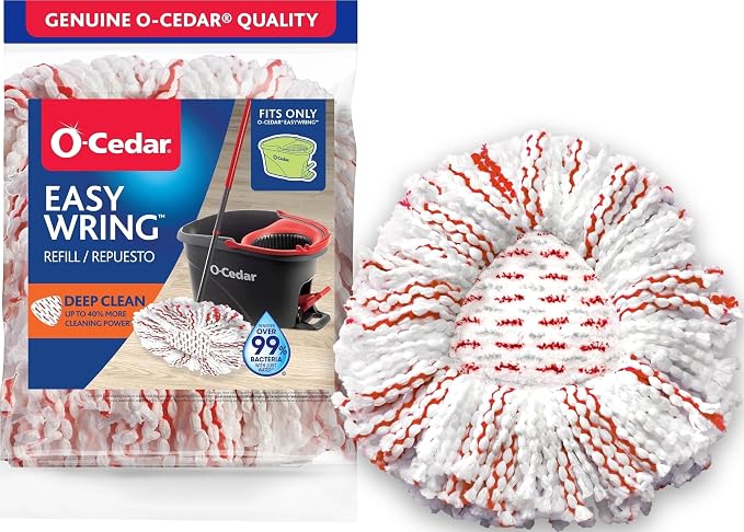 O-Cedar EasyWring Deep Clean Refill (1-Pack) | 40% More Cleaning Power | Microfiber Mop Refill Compatible with O-Cedar EasyWring Spin Mop & Bucket System