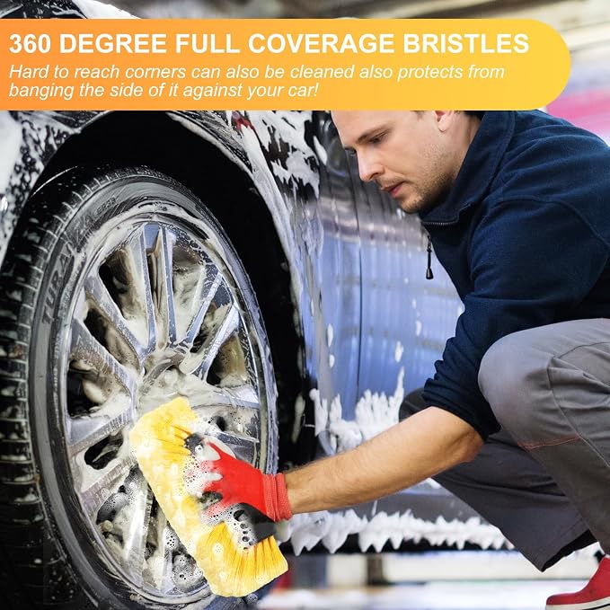 Tanlade 2 Pcs Car Wash Brush Heads Soft Bristle Flow Thru,12 Inch,Yellow (Pack of 2)