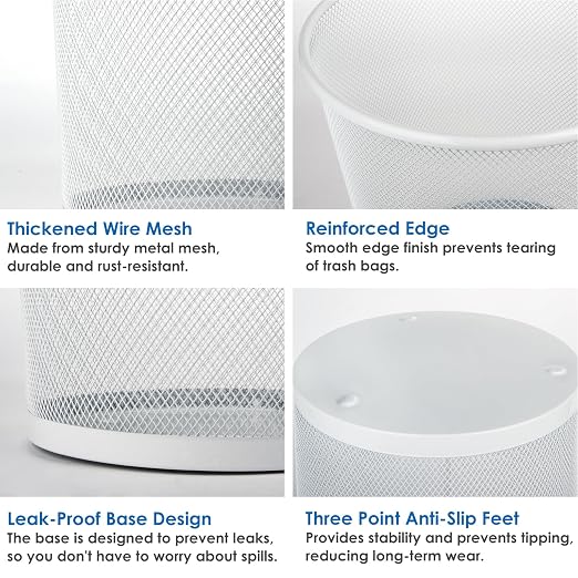 Office Mesh Trash Cans (10-Pack 6 Gal),Open Metal Wire Wastebaskets, Mesh Office Garbage Can, Waste Basket Trash Can for Near Desk,Recycling Garbage Container Bin for Home,School