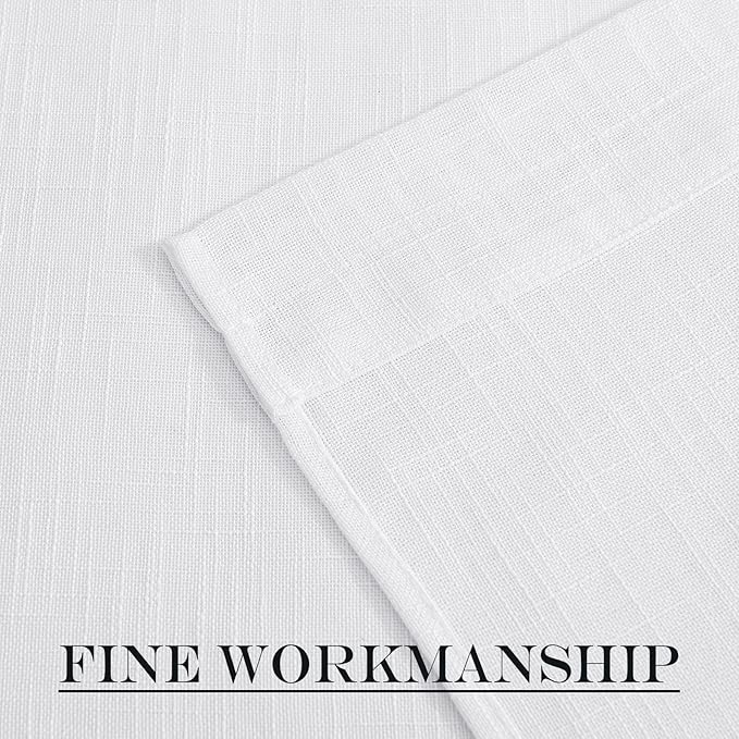 NICETOWN Linen Textured Door Curtain - White Sidelight Panel Curtain | Semi Sheer French Front Door Curtain with Tieback for Kitchen, 30 inches W x 40 inches L, Single Panel