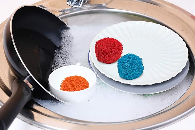 HIC Kitchen Scratch Resistant and Non-Stick Scouring Pad and Dish Scrubbers, Set of 9