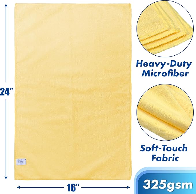 Simple Houseware 16" x 24" Microfiber Cleaning Towels, Heavy Duty 9 Pack | 325 GSM Reusable for Home, Kitchen and Car