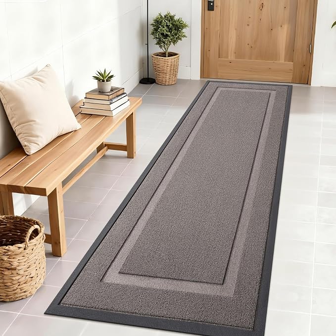 OLANLY Front Door Mat Outside 71x23, All-Season Heavy-Duty Rubber Doormat | Taupe, Absorbent, Stain and Fade Resistant, Waterproof Non-Slip Backing, Low-Profile Indoor Outdoor Floor Mat for Entryway