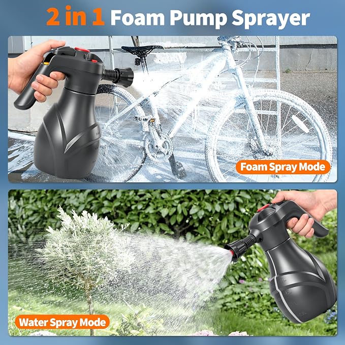 LuxBlue 68 oz Electric Foam Sprayer for Car Wash, 3000mAh Battery Powered | Car Foam Sprayer with Visible Capacity Scale, Type-C Charging Cordless Pressurized Foaming Cannon for Home, Garden Cleaning