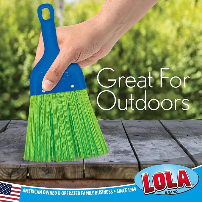 LOLA Whisk Broom, Hand Brush, 72 Pack Durable Bristles, Whisks Away Dirt & Debris, Compact, Hang Hole for Easy Storage, Indoor/Outdoor