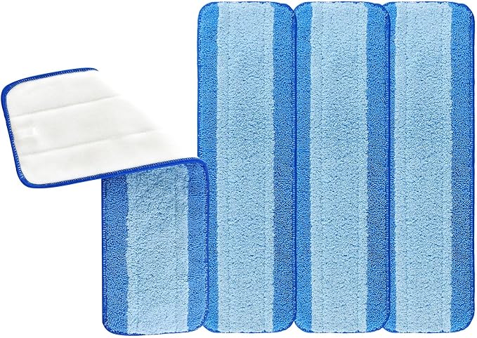 4 Pack Mop Replacement Pads Compatible with Bona Mop,Microfiber Cleaning Pad for Bona,18 Inch Wet & Dry Mop Pads for Hardwood Tile Laminate Floor Cleaning,Reusable & Washable