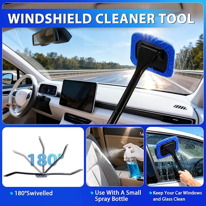 THINKWORK Car Cleaning Kit with Vacuum,Deep Cleaning for Interior Detailing | 7600PA High Power Corded Handheld Vacuum,Windshield Cleaner Tool,Detailing Brush Set,Storage Bag,17Pcs Blue Car Accessories