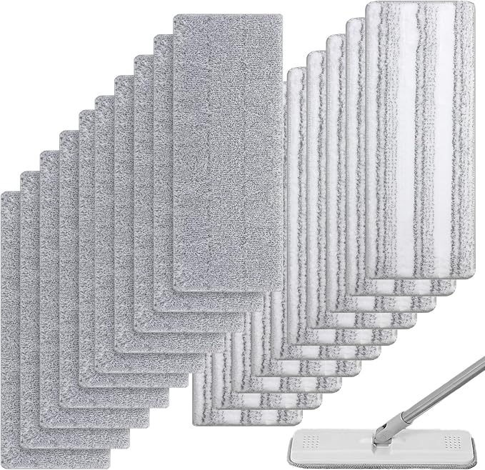 20Pcs Mop Replacement Pads, 13x4.9'' Universal Mop Pads | Mop Head Refills Washable Wet Mop, Compatible with Most 11-13” Size Mops Microfiber Flat Mop Pad
