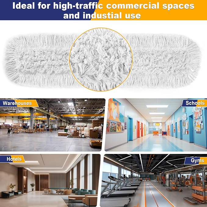 41" Commercial Dust Mop Replacement Pads Refills | Reusable Washable, Industrial Cotton Head, for Janitors Warehouse Gym School Floor Cleaning, Only Fit for B0FN7JTZDK