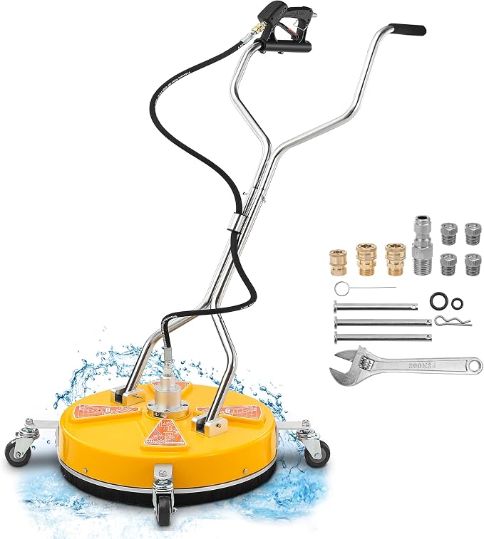 Tool Daily 20" Pressure Washer Surface Cleaner with Dual Handle, 4500PSI | Power Washer Surface Cleaner Attachment with 4 Wheels, Pressure Washer Accessory for Driveway Sidewalk Deck Patio Cleaning