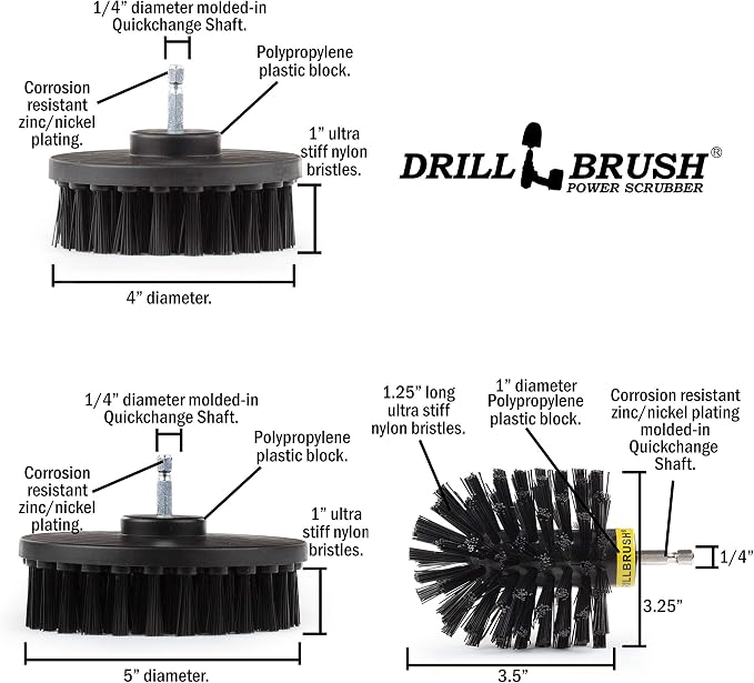 The Ultimate No-Wire Grill Brush Kit - BBQ Accessories - Cast Iron Skillet | Drill Brush - Rust Remover - Grill Cleaner - BBQ Brush - Grill Accessories - Grill Scraper - Electric Smoker - Gas Grill