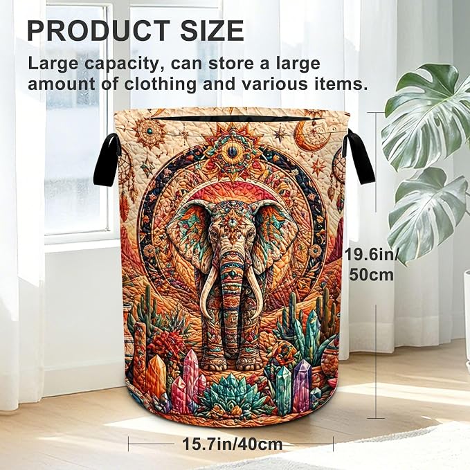 Elephant Laundry Basket Foldable Oxford Laundry Hamper With Handle For Room Bathroom Bedroom