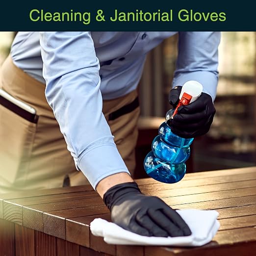 Black Nitrile Disposable Gloves X-Small, 100 Count - Powder-Free Latex-Free Rubber Gloves for Cooking, BBQ, Food Handling, Tattoo, Cleaning, and Household Use - Textured Fingertips for Better Grip