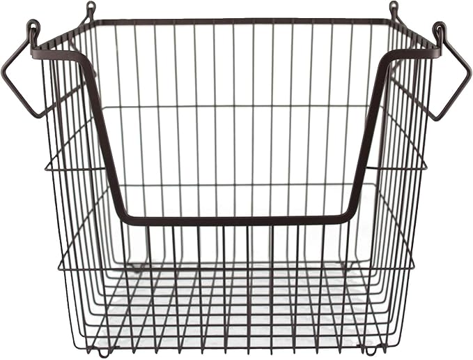 DII Metal Wire Utility Storage Bin, Large Rectangle, 13x10x11", Bronze