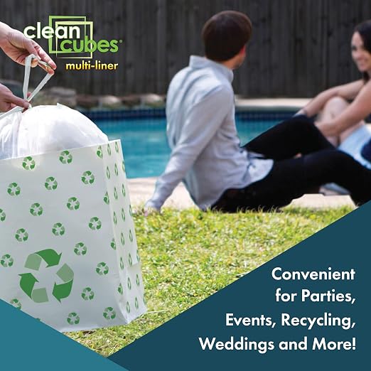 Clean Cubes 13 Gallon Multi-Liner Pop-Up Trash Cans, 3-Pack (Recycle) | 3 Stacked Liners Per Bin, 9 Uses Per Pack, Swap Liners Without Touching Trash, No Assembly, Wire-Reinforced Opening