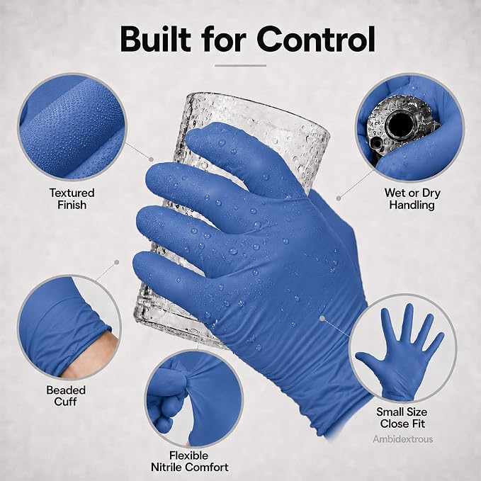 ForPro Disposable Nitrile Gloves, Chemical Resistant, Powder-Free, Latex-Free, Non-Sterile, Food Safe, 4 Mil