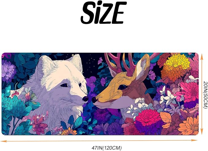 ANNA QUEEN Whimsical Forest Animal Laundry Room Rug Runner 20x47 Inch - Waterproof Non-Slip Floor Mat for Front Load Washer Dryer,Fox Deer Floral Room Decor,Machine Washable