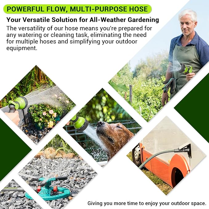 100 FT Heavy Duty Garden Hose, 1/2 ID x 100FT Durable Outdoor Water Hose | Non-Expandable, Leak-Free, Swivel Fittings, No-Kinking, 100 Feet Flexible Hose Pipe for Large Properties & Extended Reach