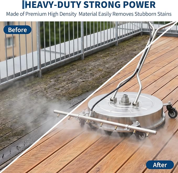 Garvee 24" Pressure Washer Surface Cleaner Mate with 7 Nozzles Water Broom, Stainless Steel Dual Handle Surface Cleaner for Concrete Driveway Sidewalk Deck Patio, 4900 PSI