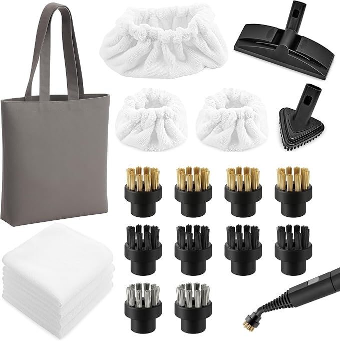 Steam Cleaning Pack Compatible with Dupray Steam Cleaners, 18 Pcs Clean Accessory Kit: Include Everything Needed for deep Cleaning on Multiple Surfaces,No-Steam Cleaner Attachments Included