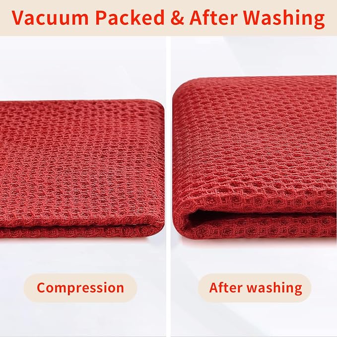 Homaxy 100% Cotton Waffle Weave Kitchen Dish Cloths 8-Pack, Brick Red | 12 x 12 Inches, Ultra Soft Absorbent Dish Towels, Quick Drying Dish Rags with Hanging Loop