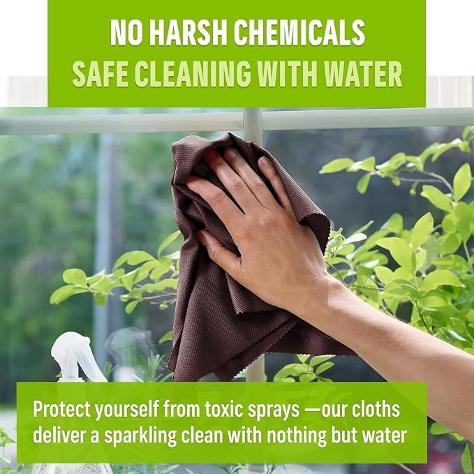E-Cloth Window and Glass Cleaner Kit, Just Add Water - 1 Kit | Chemical-Free Cleaning - Reusable & Machine Washable Towel, Versatile Use for Mirrors, Cars, & Lenses, Dark Oak
