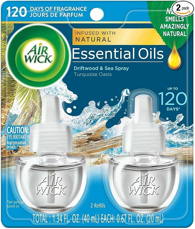 Air Wick Plug-In Scented Oil Refills, 2 Count, Turquoise Oasis, Air Freshener, Essential Oils
