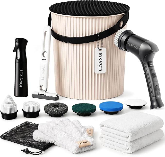 Cleaning Kit – Bucket, Scrubber, Squeegee, Towels, Gloves, Mesh Bag & Mist Bottle